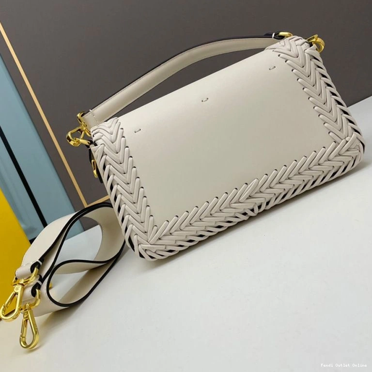 Affordable Baguette Stitching In White Medium Leather Fendi Bag 0801